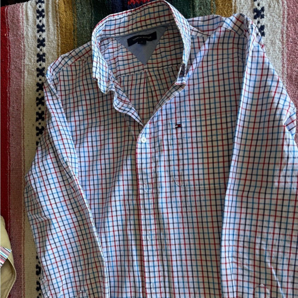 Tommy Hilfiger Men's Plaid Shirt - Red, Blue, White